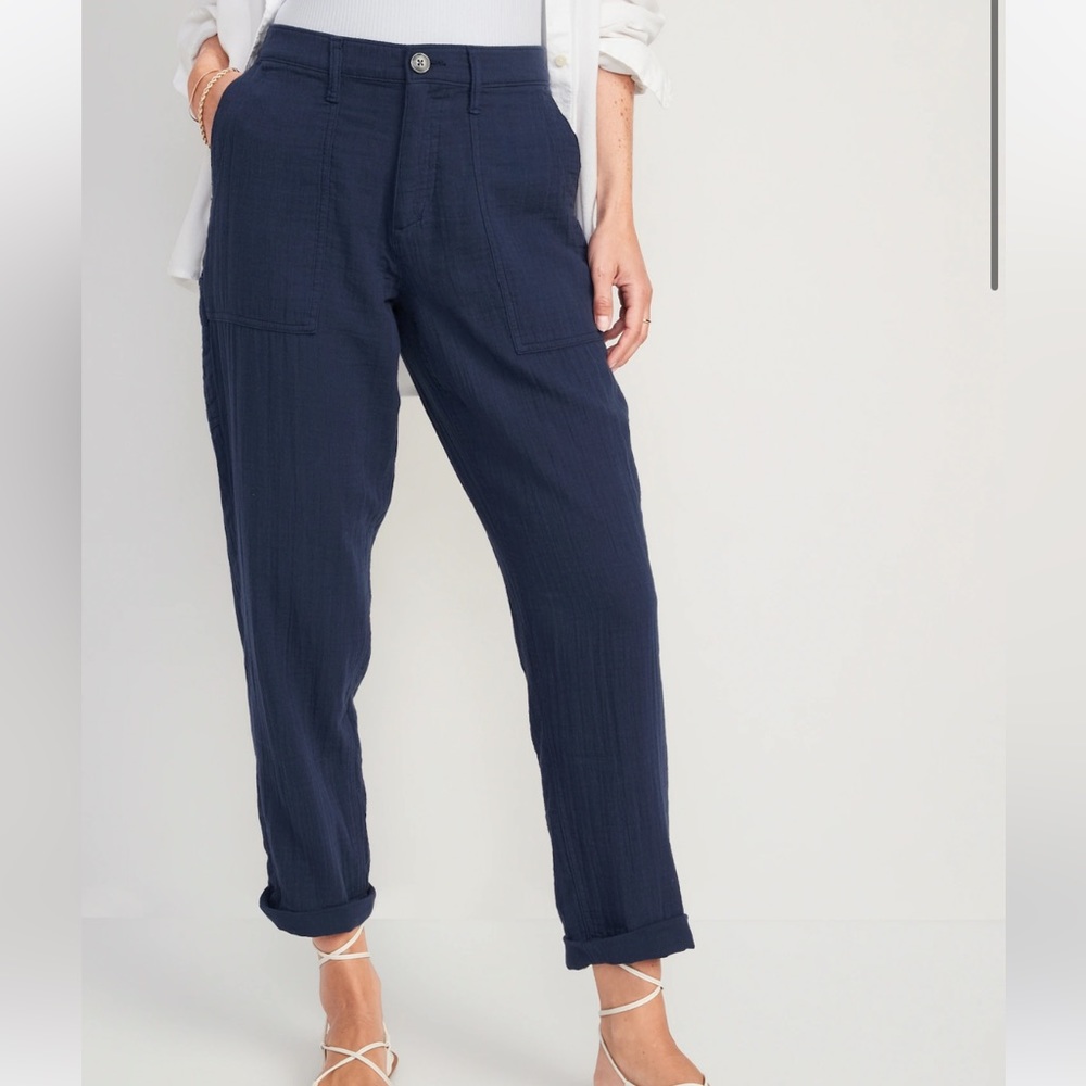 High-Waisted Slouchy Cropped Tapered Workwear Pants